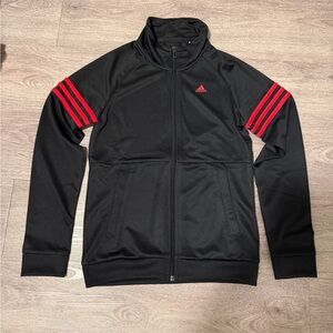 Adidas Black Jacket with Red Stripes